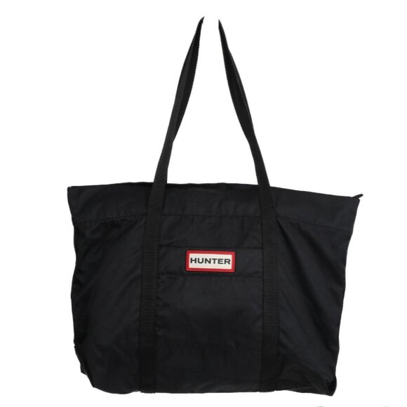 Hunter Original Black Nylon Large Tote Bag Logo Zip Top Waterproof Shoulder - Picture 1 of 10